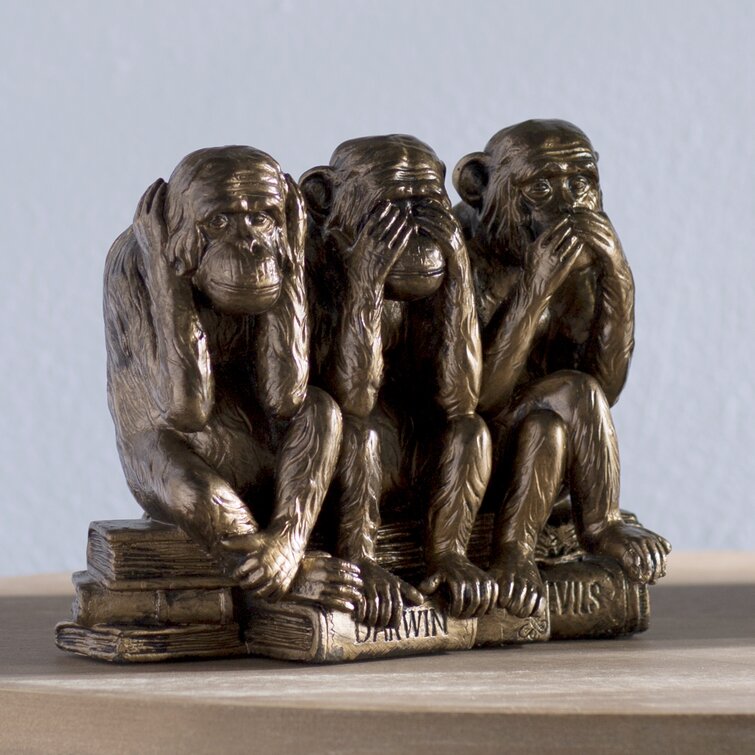 Carraway Hear, See, Speak No Evil Monkey Trio Figurine